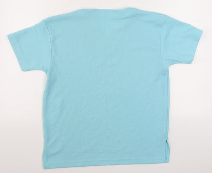 Preworn Womens Blue  Polyester Basic T-Shirt Size S V-Neck