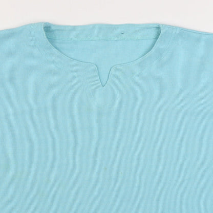 Preworn Womens Blue  Polyester Basic T-Shirt Size S V-Neck