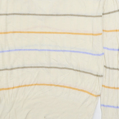 Marks & Spencer Womens Multicoloured V-Neck Striped Viscose Pullover Jumper Size M