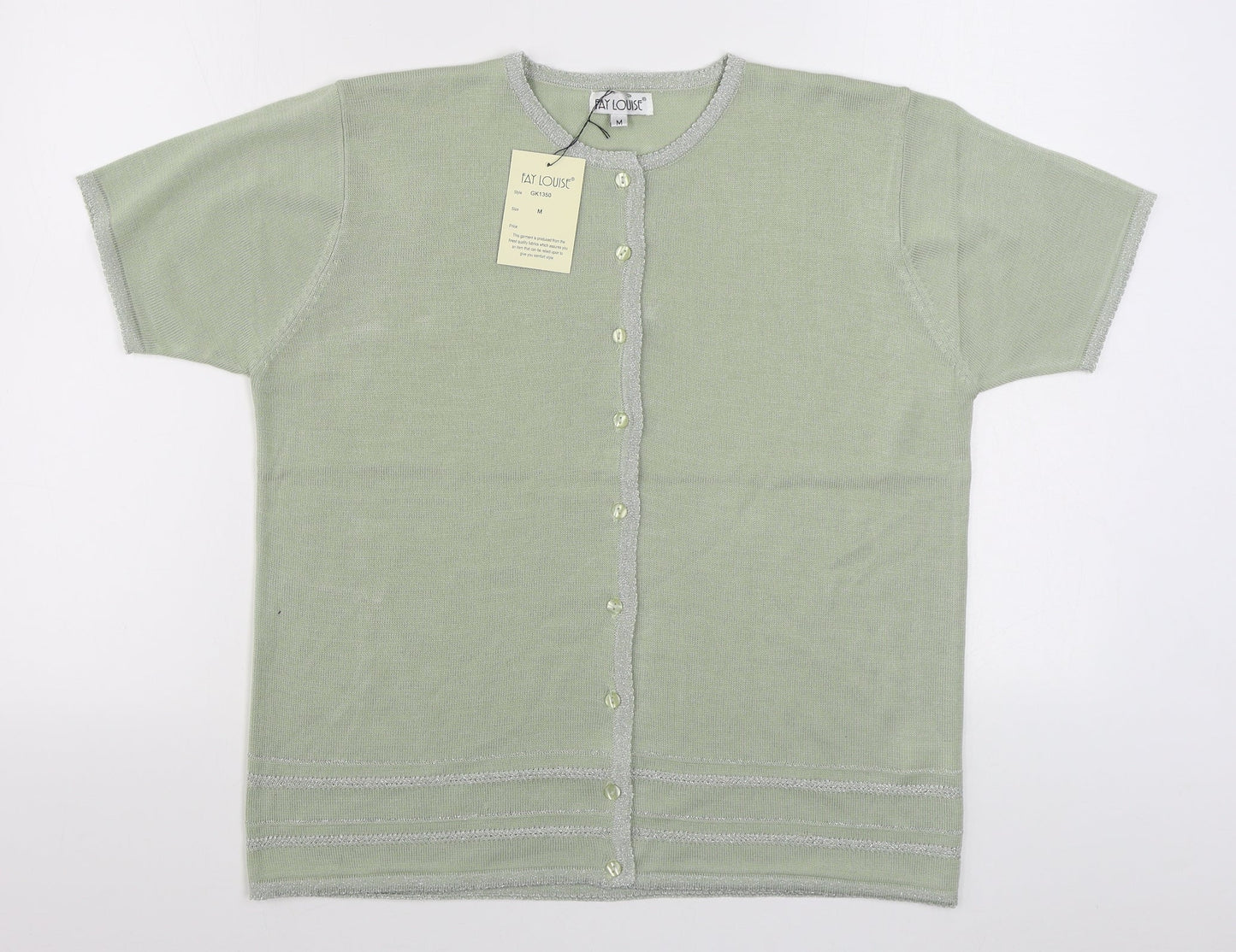 Fay Louise Womens Green Round Neck  Acrylic Cardigan Jumper Size M