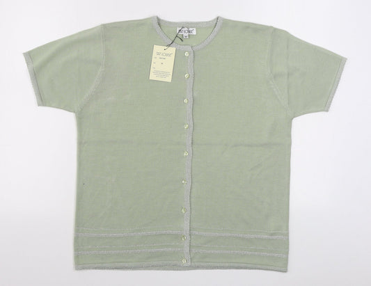 Fay Louise Womens Green Round Neck  Acrylic Cardigan Jumper Size M