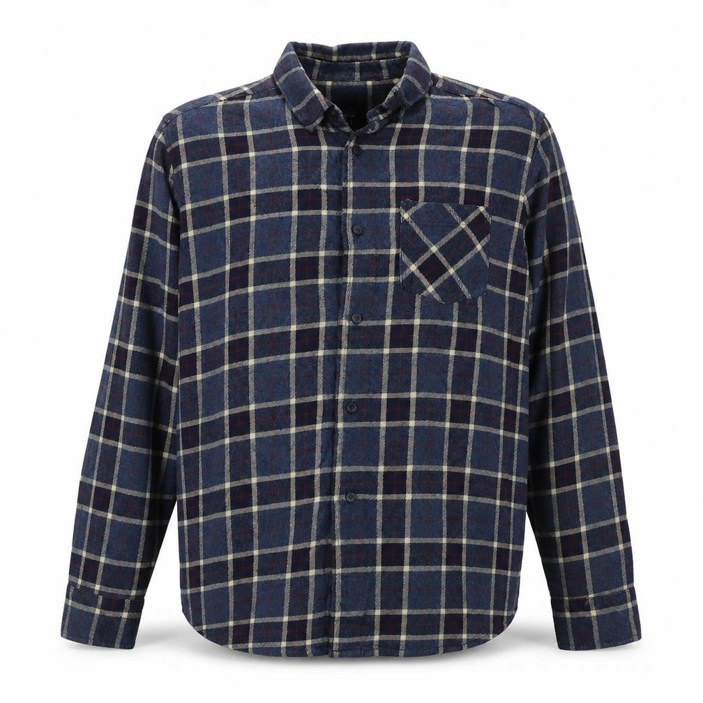 Silver Eight Mens Blue Plaid Cotton  Button-Up Size M Collared Button