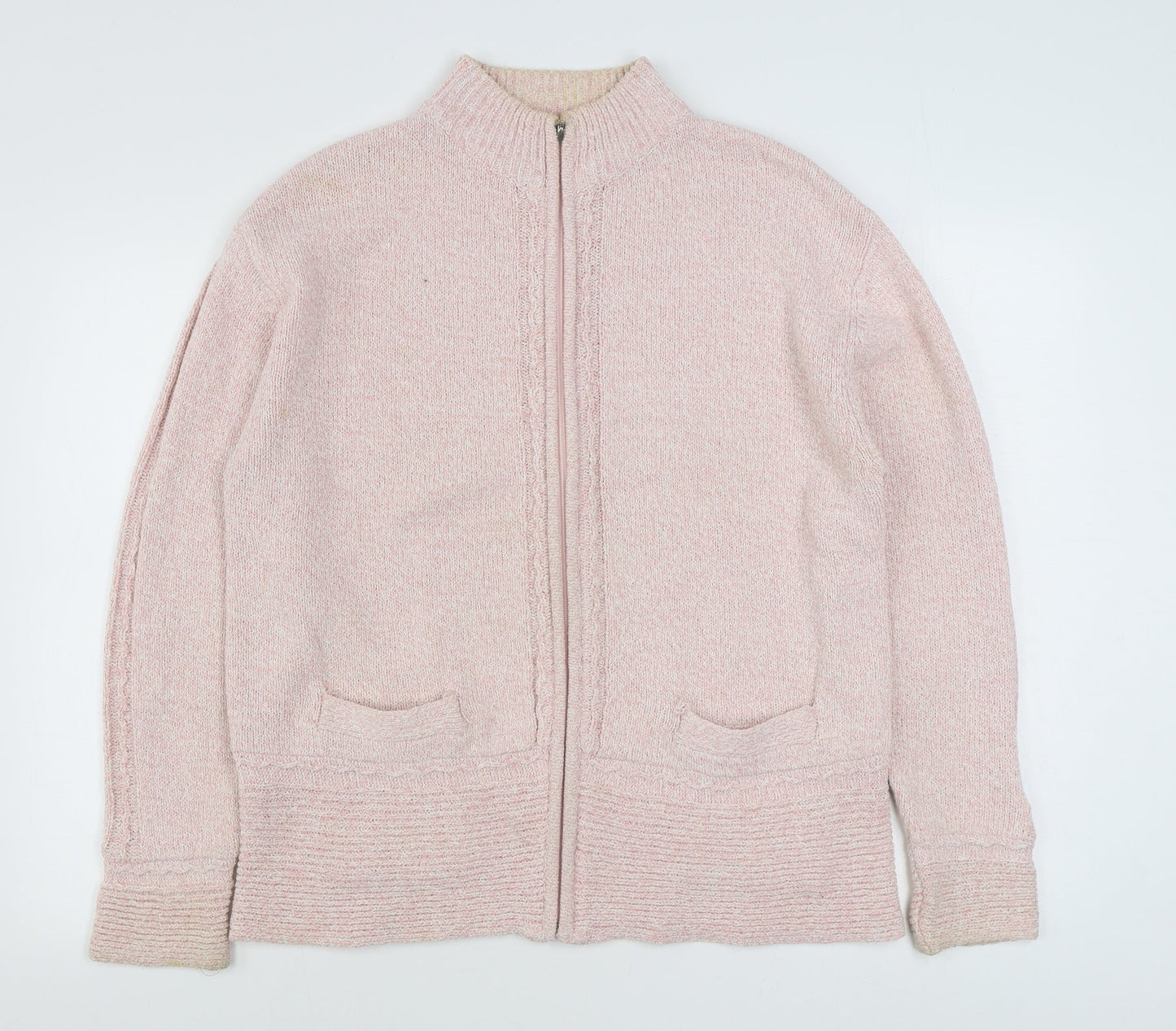 Lauren Taylor  Womens Pink High Neck  Acrylic Full Zip Jumper Size L