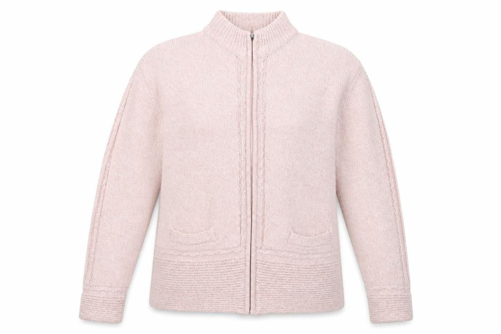 Lauren Taylor  Womens Pink High Neck  Acrylic Full Zip Jumper Size L