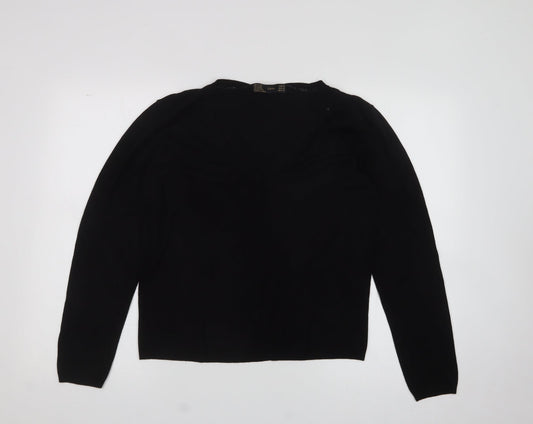 zara  Womens Black Crew Neck  Rayon Pullover Jumper Size XL