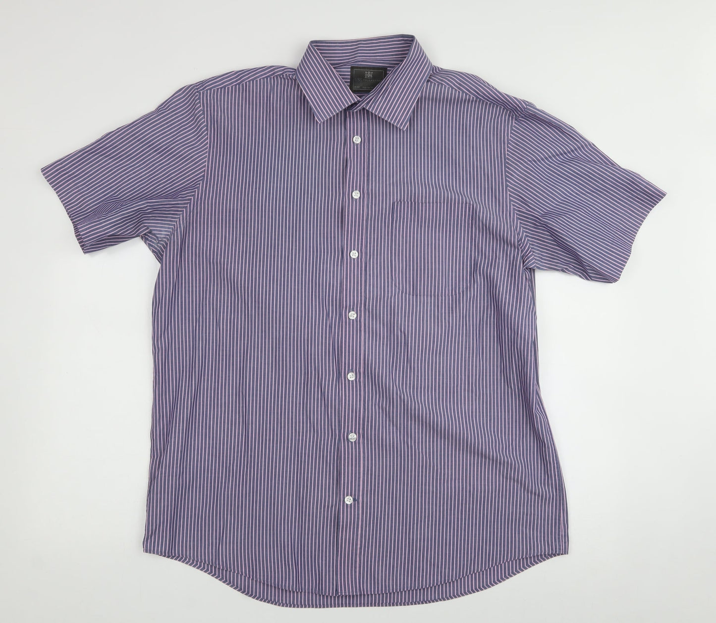 Marks and Spencer Mens Blue  Cotton  Button-Up Size 42 Collared