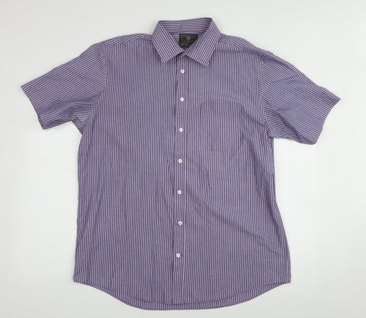 Marks and Spencer Mens Blue  Cotton  Button-Up Size 42 Collared
