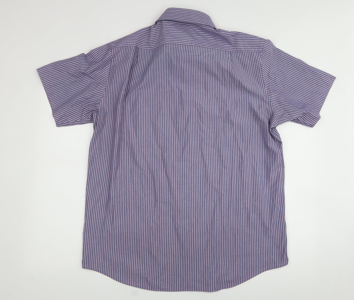 Marks and Spencer Mens Blue  Cotton  Button-Up Size 42 Collared