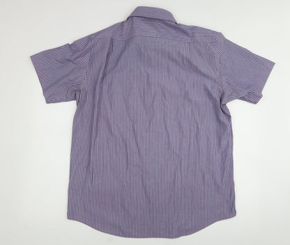 Marks & Spencer Mens Blue  Cotton  Button-Up Size 42 Collared