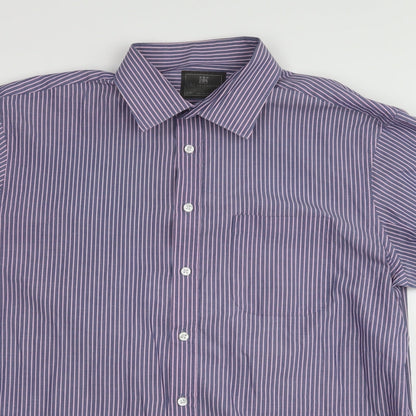 Marks & Spencer Mens Blue  Cotton  Button-Up Size 42 Collared