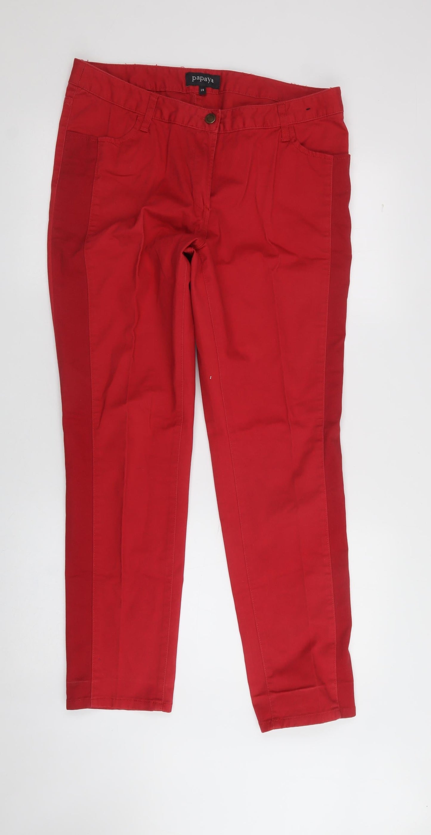 papaya  Womens Red  Cotton Trousers  Size 42 in L28 in Regular