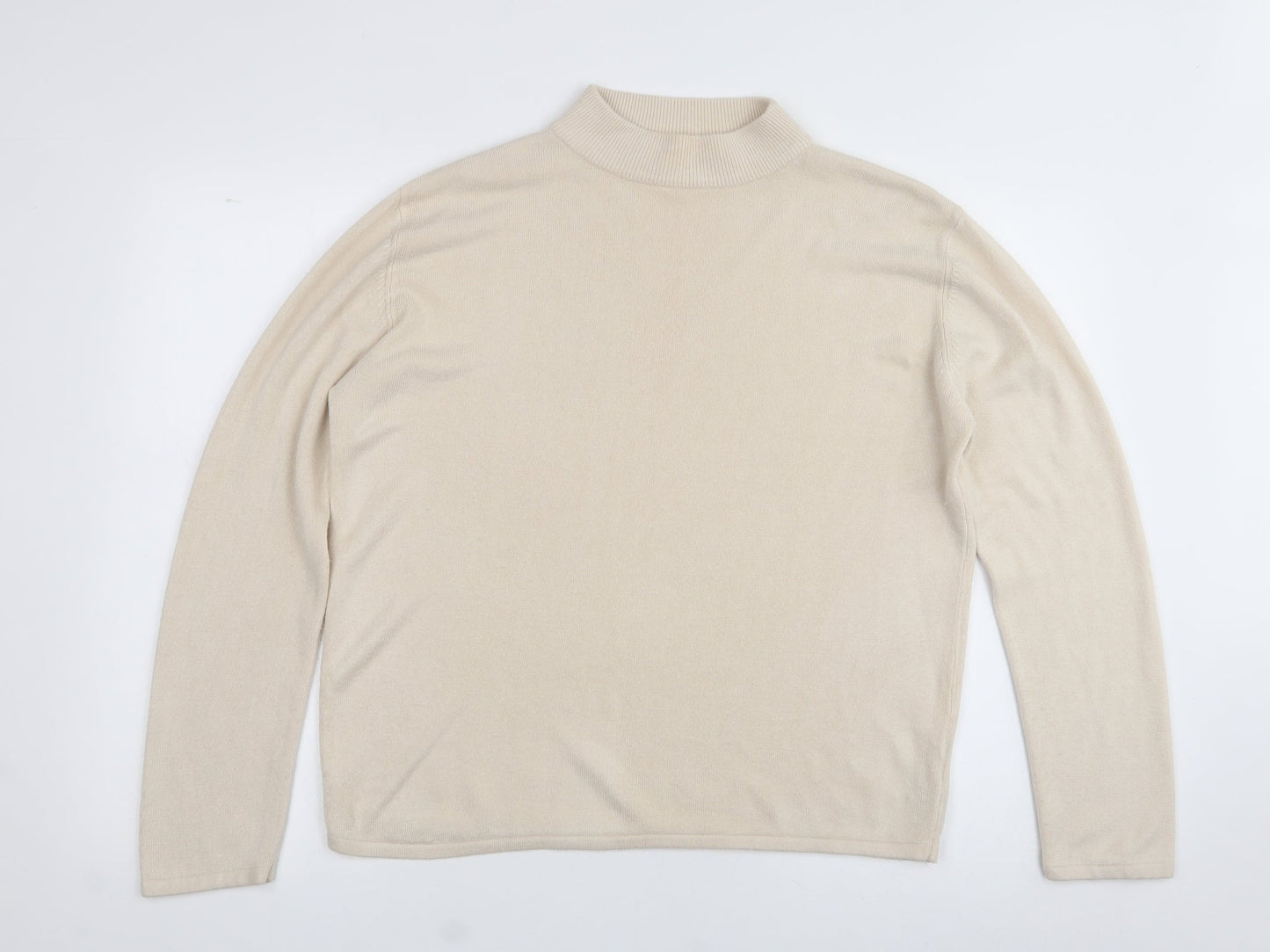 Dunnes Stores Womens Beige High Neck  Acrylic Pullover Jumper Size 18   - 18-20