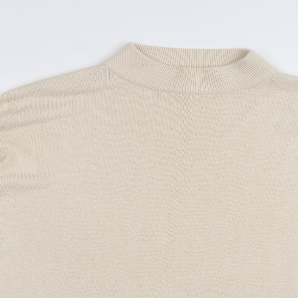 Dunnes Stores Womens Beige High Neck  Acrylic Pullover Jumper Size 18   - 18-20