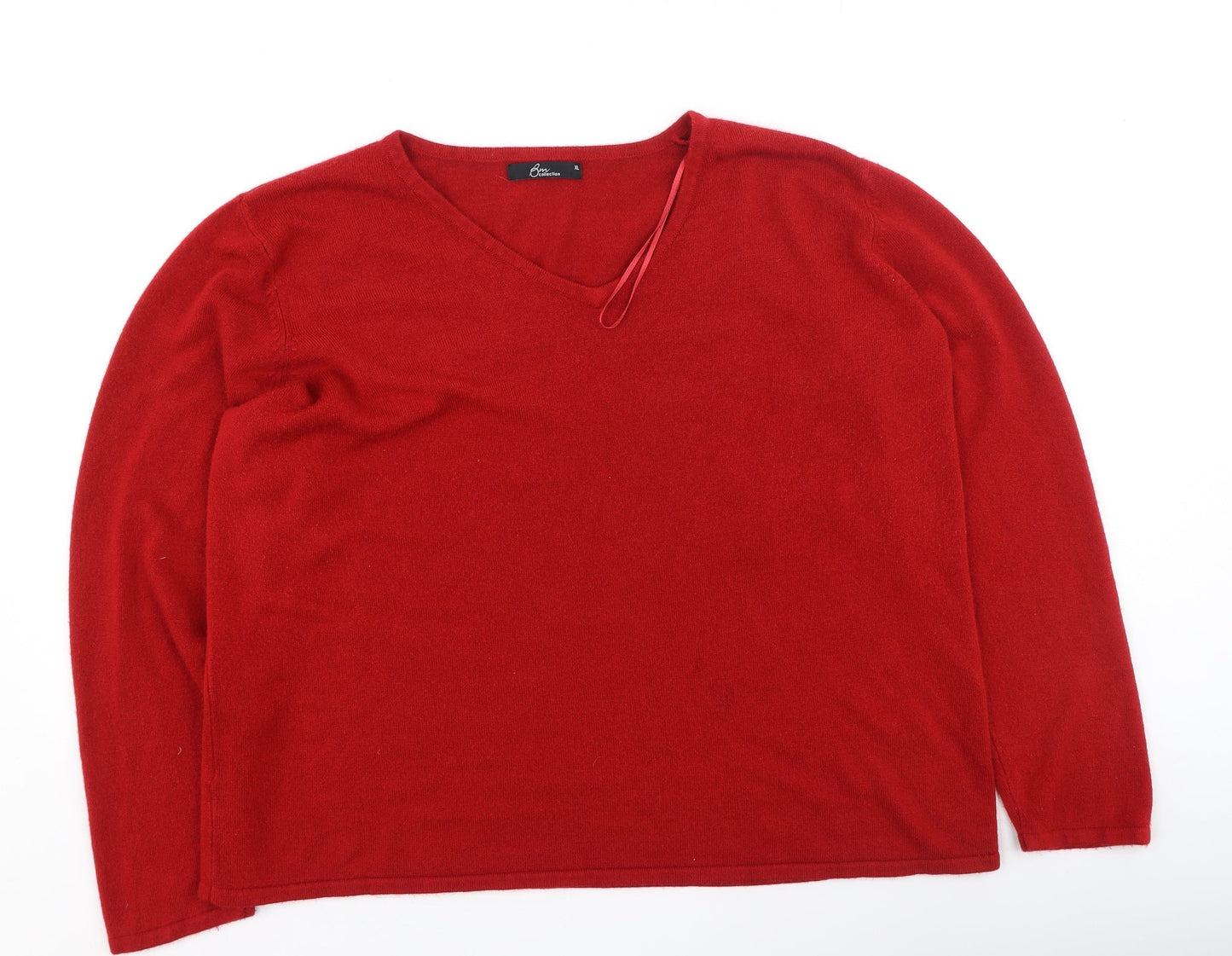 Bm Collection  Womens Red Round Neck  Acrylic Pullover Jumper Size XL