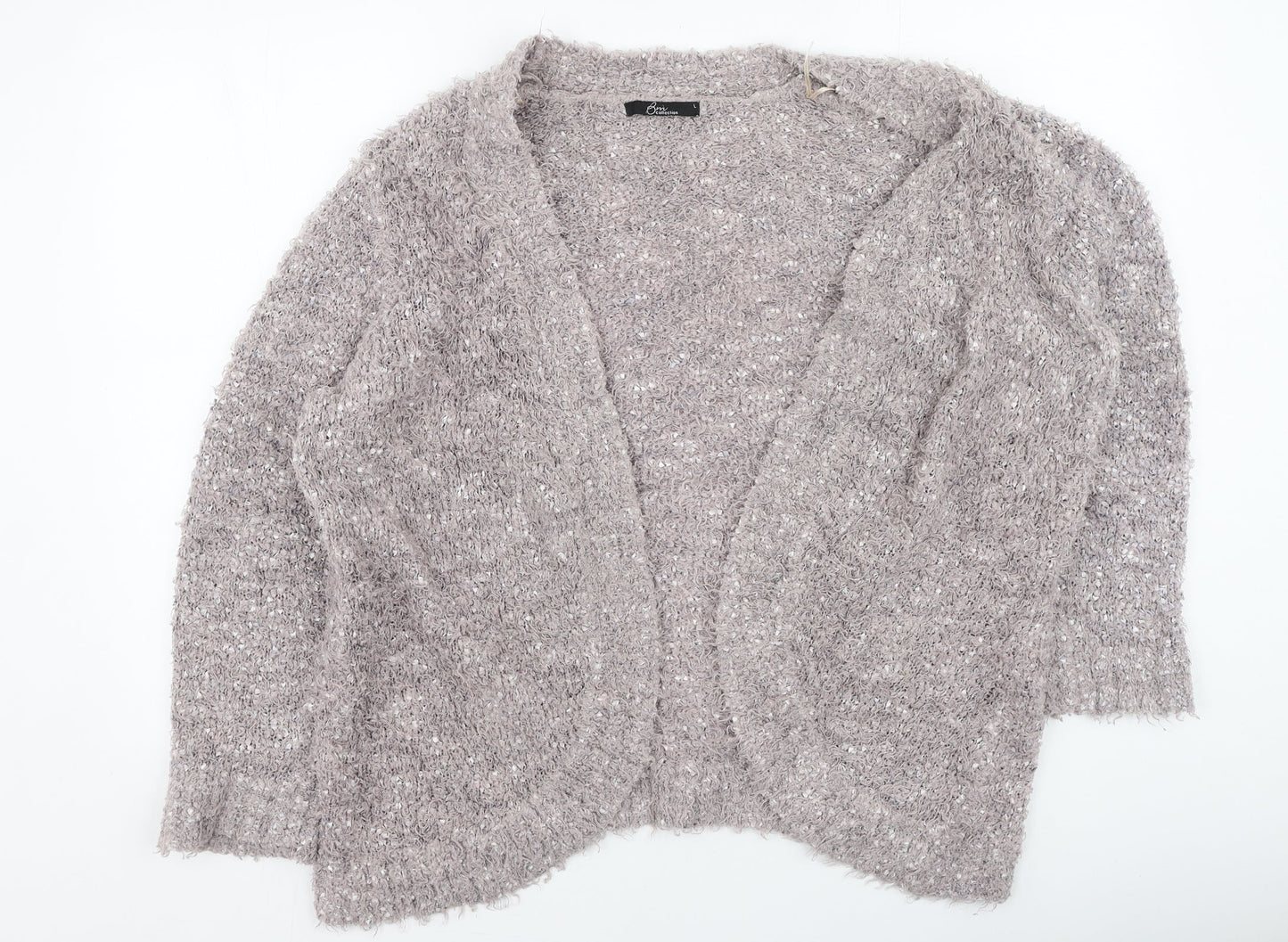 Bm Collection  Womens Brown Round Neck  Polyester Cardigan Jumper Size L