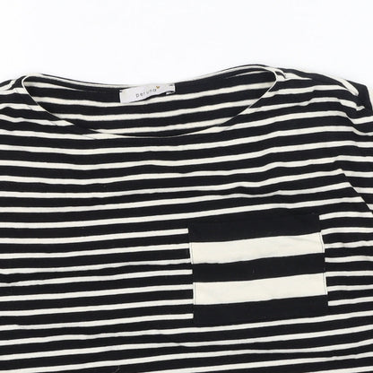 Marks & Spencer Womens Black Round Neck Striped Acrylic Pullover Jumper Size 10