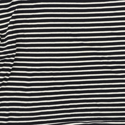 Marks & Spencer Womens Black Round Neck Striped Acrylic Pullover Jumper Size 10