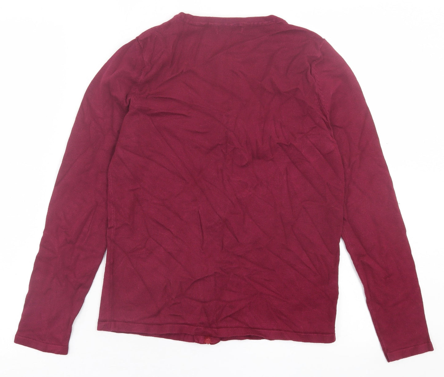 M&Co Womens Purple Crew Neck  Viscose Full Zip Jumper Size 12