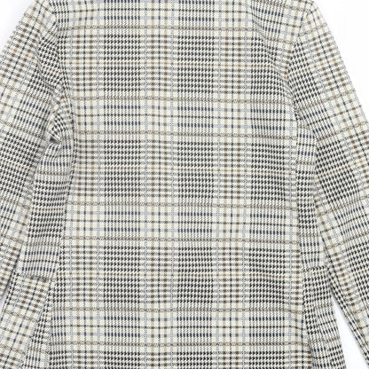 H&M Womens Beige Plaid  Jacket Blazer Size 4  Button