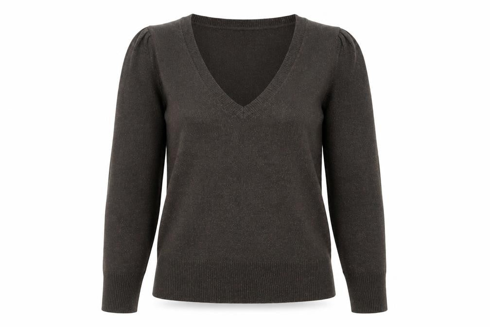 Dorothy Perkins Womens Brown V-Neck  Acrylic Pullover Jumper Size 10