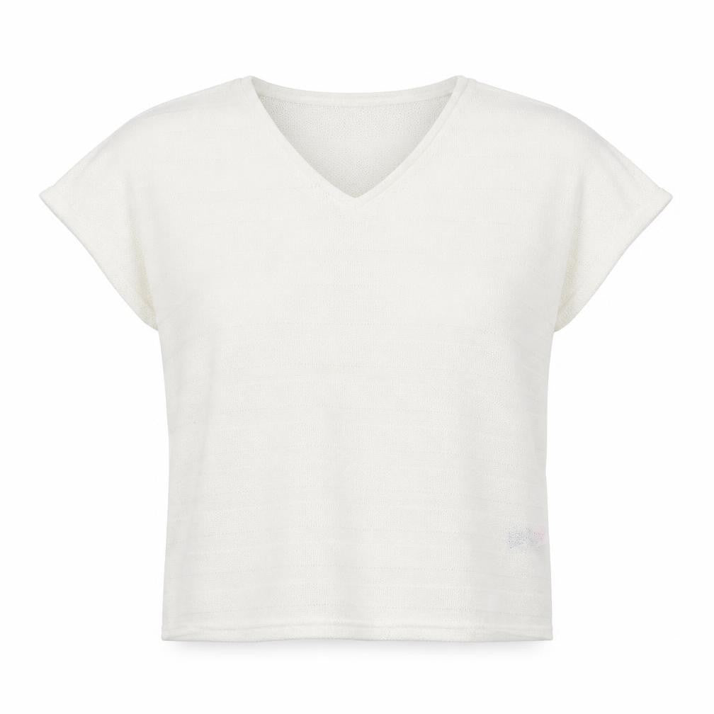New Look Womens White V-Neck  Viscose Pullover Jumper Size L