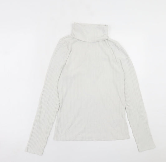 New Look Womens White Roll Neck  Polyester Pullover Jumper Size 14