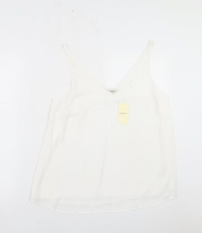 Preloved Papaya Womens White  Polyester Basic Tank Size 14 V-Neck - Front
