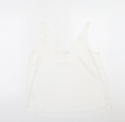 Preloved Papaya Womens White  Polyester Basic Tank Size 14 V-Neck - Back
