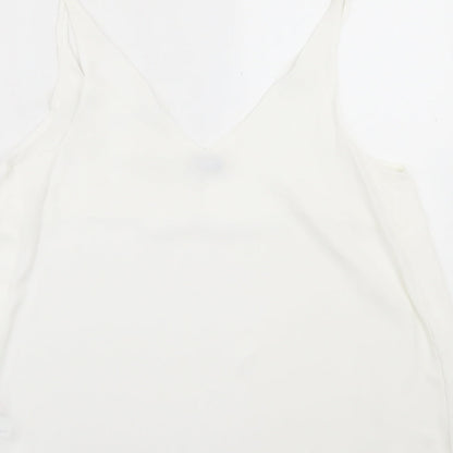 Preloved Papaya Womens White  Polyester Basic Tank Size 14 V-Neck - Label