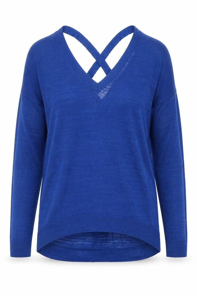 River Island Womens Blue V-Neck  Polyester Pullover Jumper Size 10
