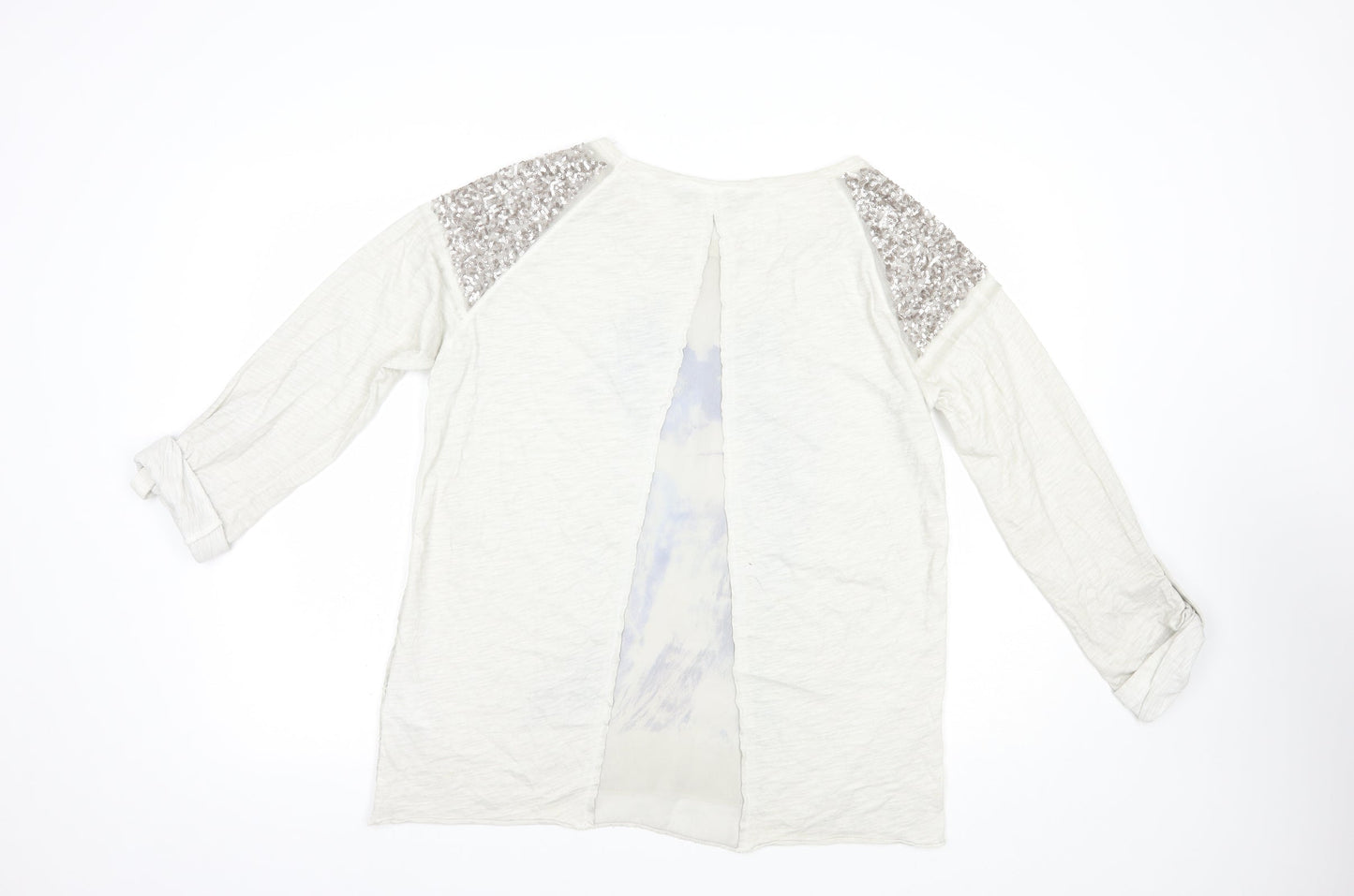 Geisha Womens Grey  Polyester Basic Blouse Size M Boat Neck