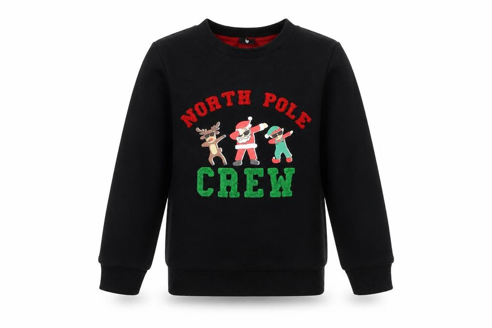 Very Girls Black  Cotton Pullover Sweatshirt Size 7 Years  Pullover - Christmas North Pole