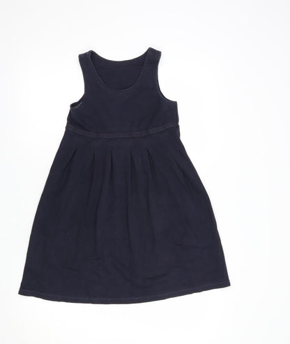Dunnes Girls Blue  Cotton Pinafore/Dungaree Dress  Size 9-10 Years  Scoop Neck Pullover