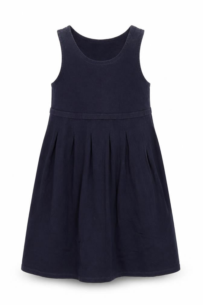 Dunnes Stores Girls Blue  Cotton Pinafore/Dungaree Dress  Size 9-10 Years  Scoop Neck Pullover