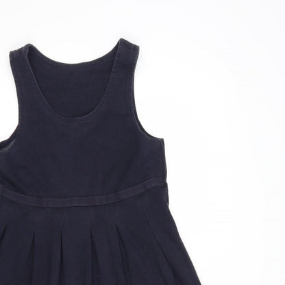 Dunnes Girls Blue  Cotton Pinafore/Dungaree Dress  Size 9-10 Years  Scoop Neck Pullover