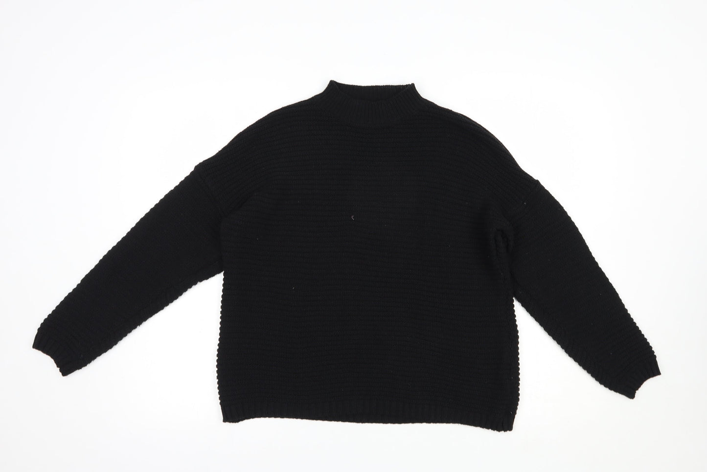 Missguided Womens Black Mock Neck  Acrylic Pullover Jumper Size 6
