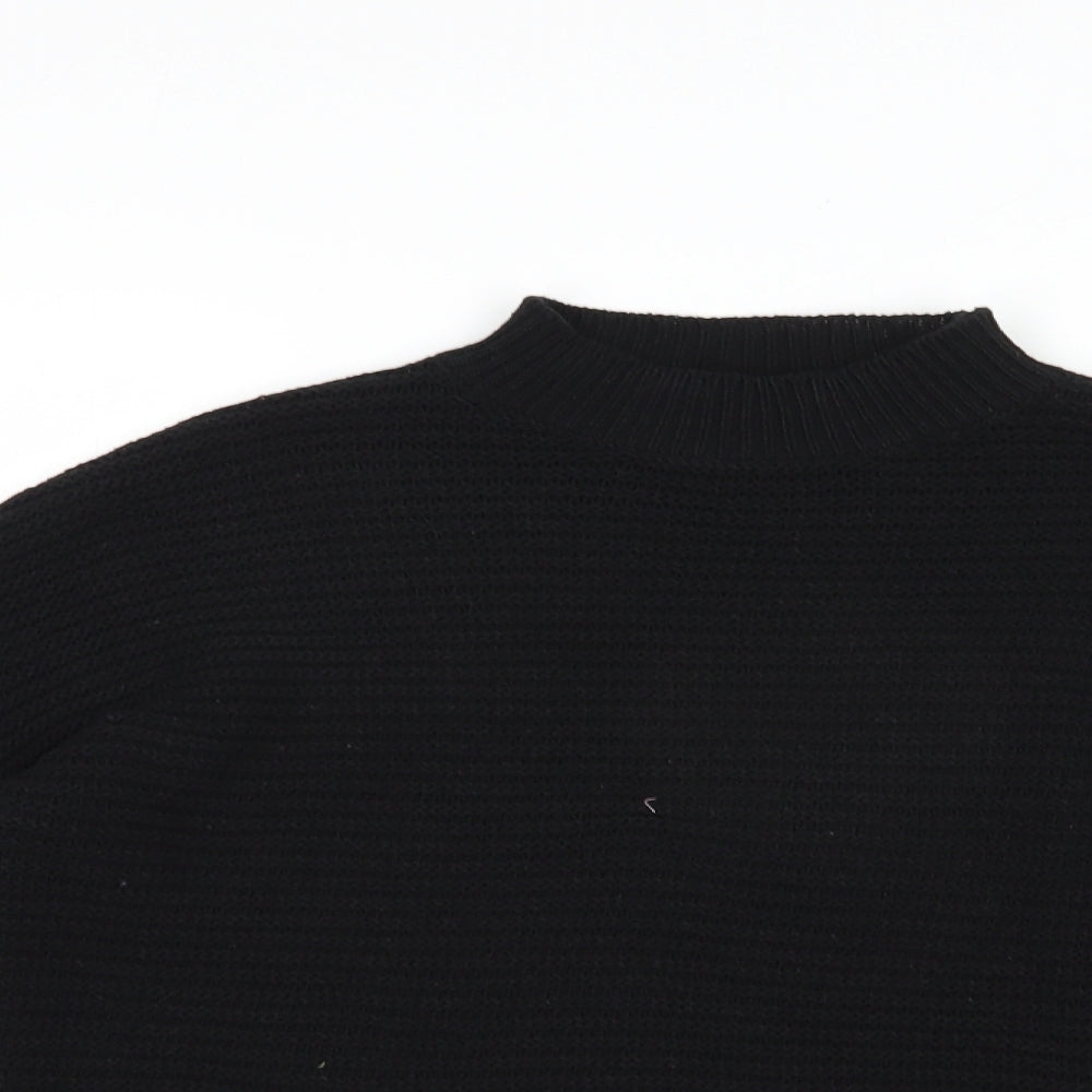 Missguided Womens Black Mock Neck  Acrylic Pullover Jumper Size 6