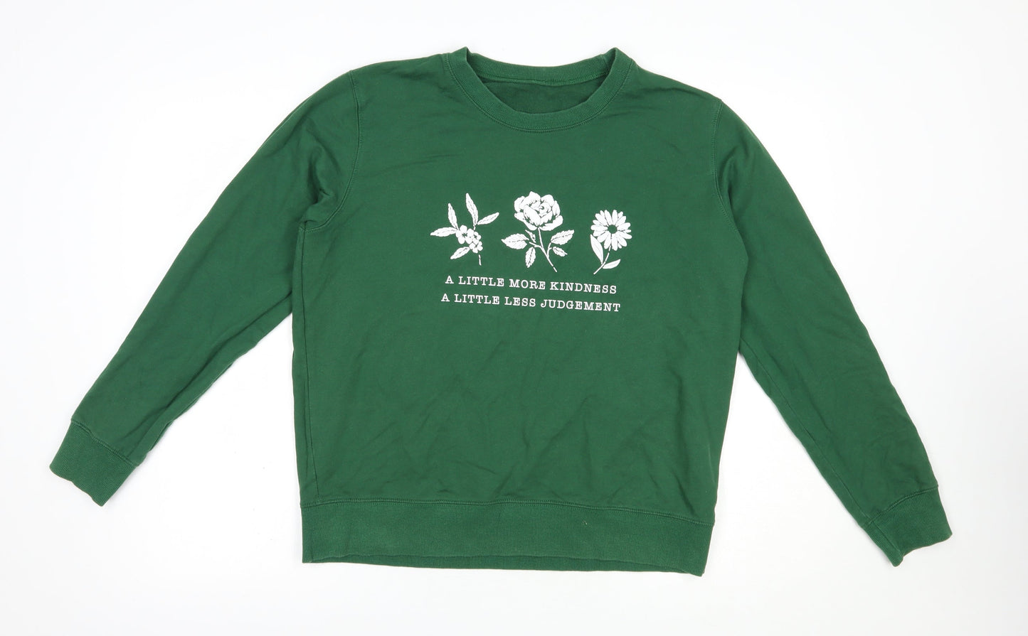 SheIn Womens Green  Cotton Pullover Sweatshirt Size M  Pullover - More Kindness