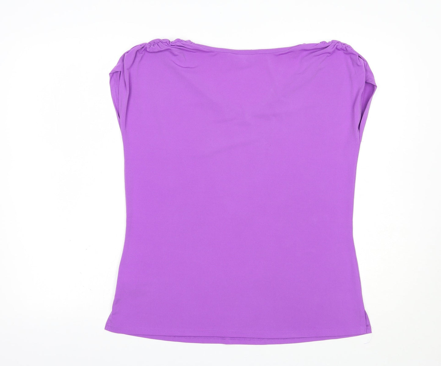 Michele Hope Womens Purple  Polyester Basic T-Shirt Size 14 V-Neck