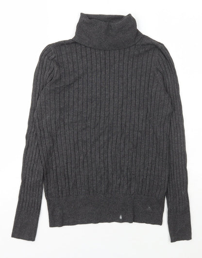 Preloved F&F Womens Green Roll Neck  Nylon Pullover Jumper Size 12 - Front