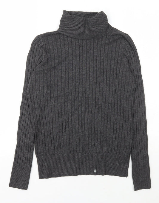 F&F Womens Green Roll Neck  Nylon Pullover Jumper Size 12