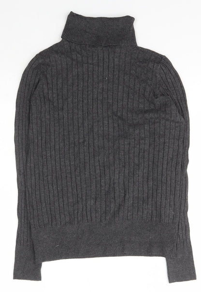 Preloved F&F Womens Green Roll Neck  Nylon Pullover Jumper Size 12 - Back
