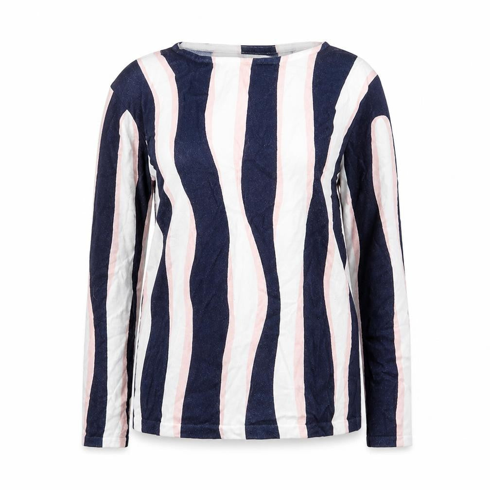 Marble Womens Blue Boat Neck Striped Viscose Pullover Jumper Size 6