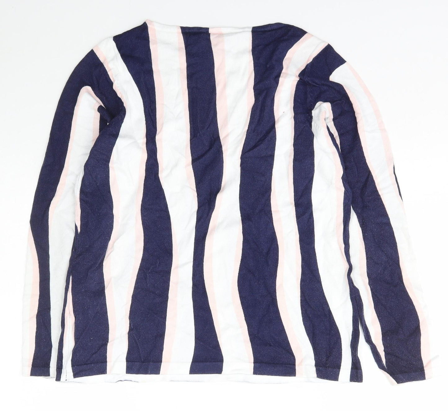Marble Womens Blue Boat Neck Striped Viscose Pullover Jumper Size 6