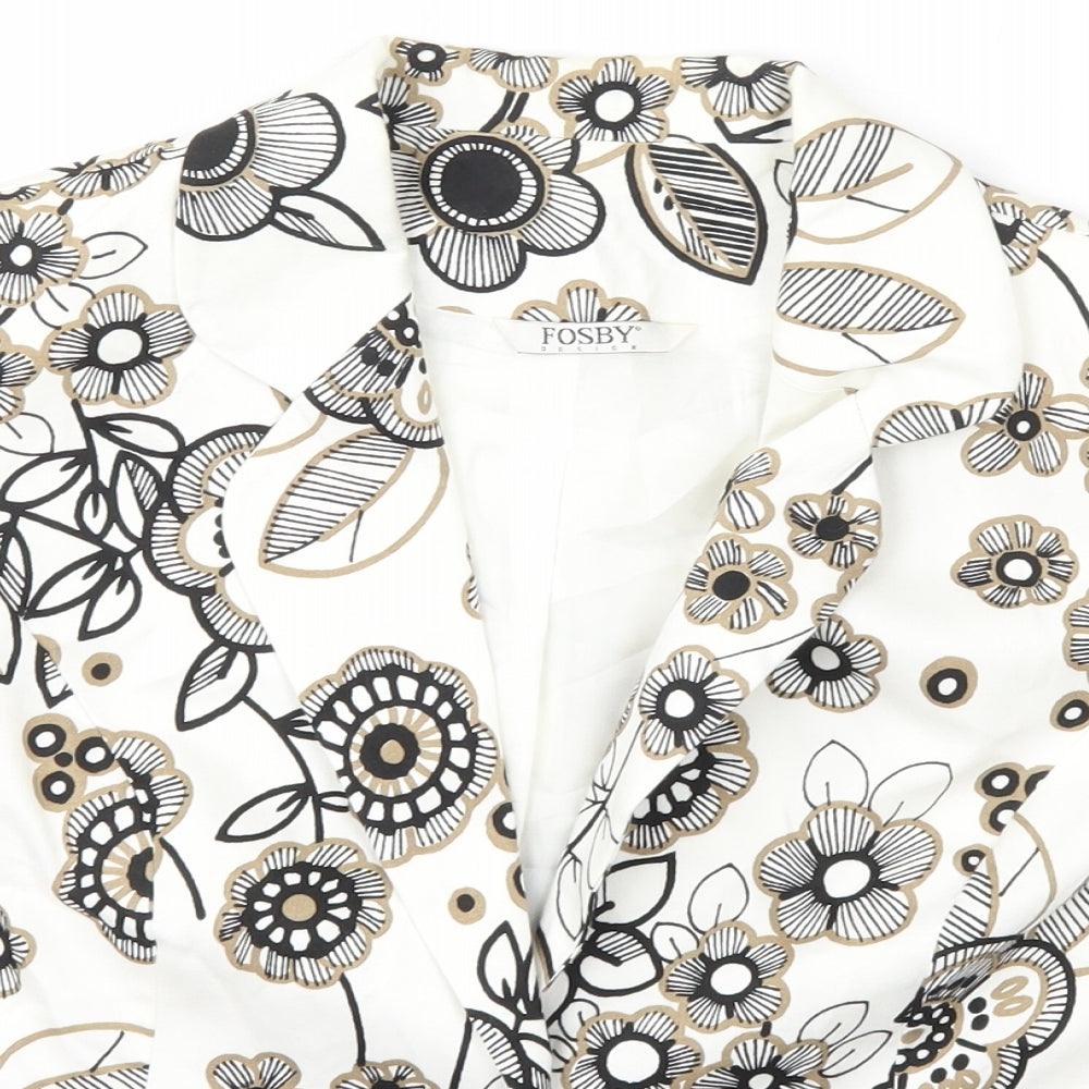 FOSBY Womens Ivory Floral  Jacket Blazer Size 16  Button
