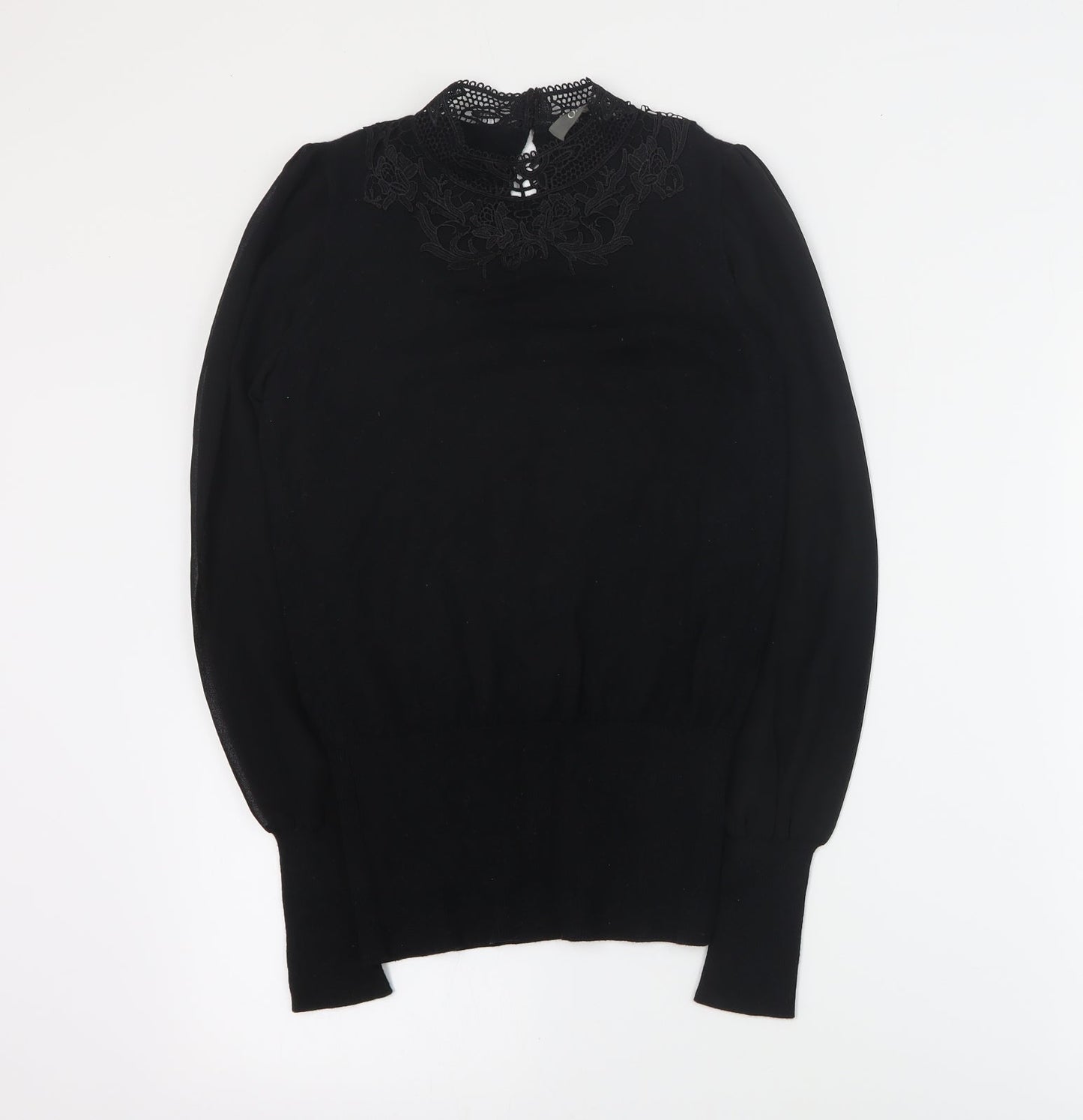 Oasis Womens Black Mock Neck  Acetate Pullover Jumper Size XS