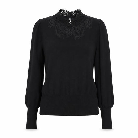 Oasis Womens Black Mock Neck  Acetate Pullover Jumper Size XS