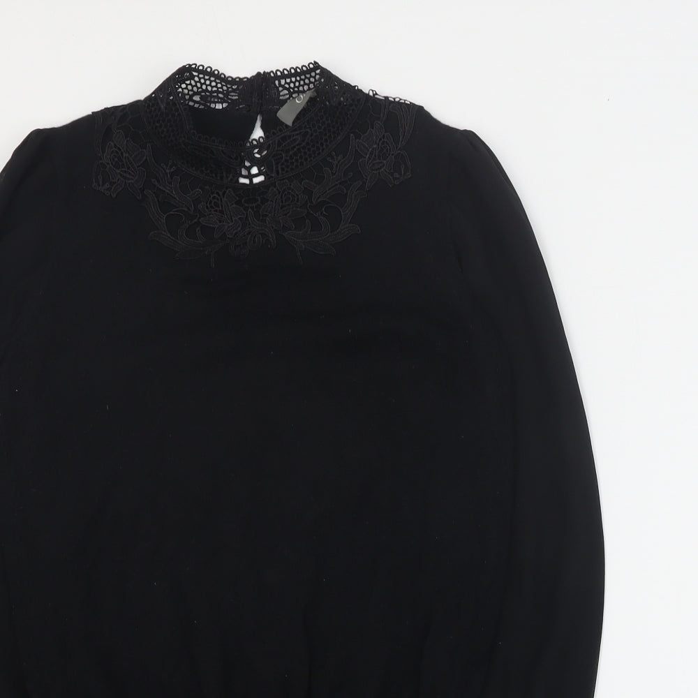 Oasis Womens Black Mock Neck  Acetate Pullover Jumper Size XS