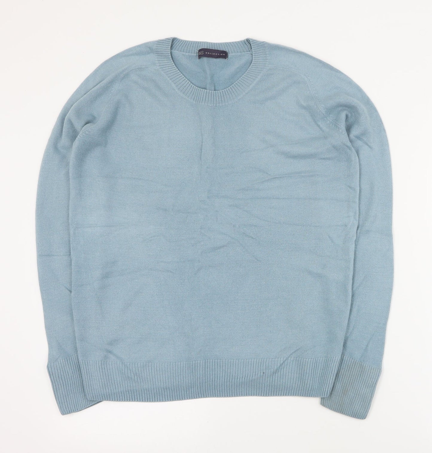 Marks and Spencer Womens Blue Round Neck  Acrylic Pullover Jumper Size 12