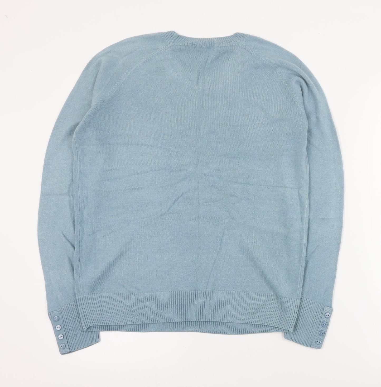 Marks and Spencer Womens Blue Round Neck  Acrylic Pullover Jumper Size 12